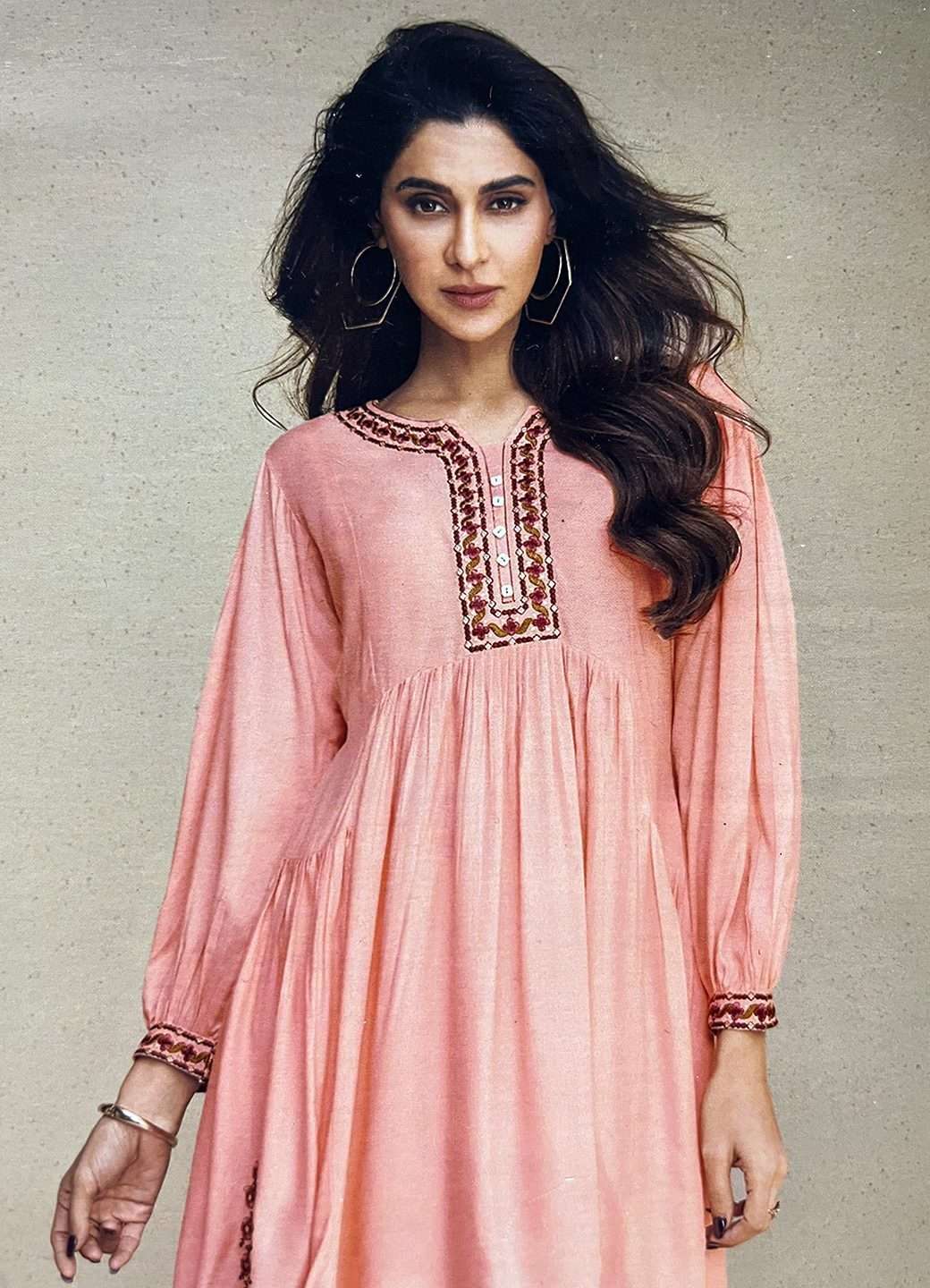 Rajasthani Cotton Kurti Peach 404