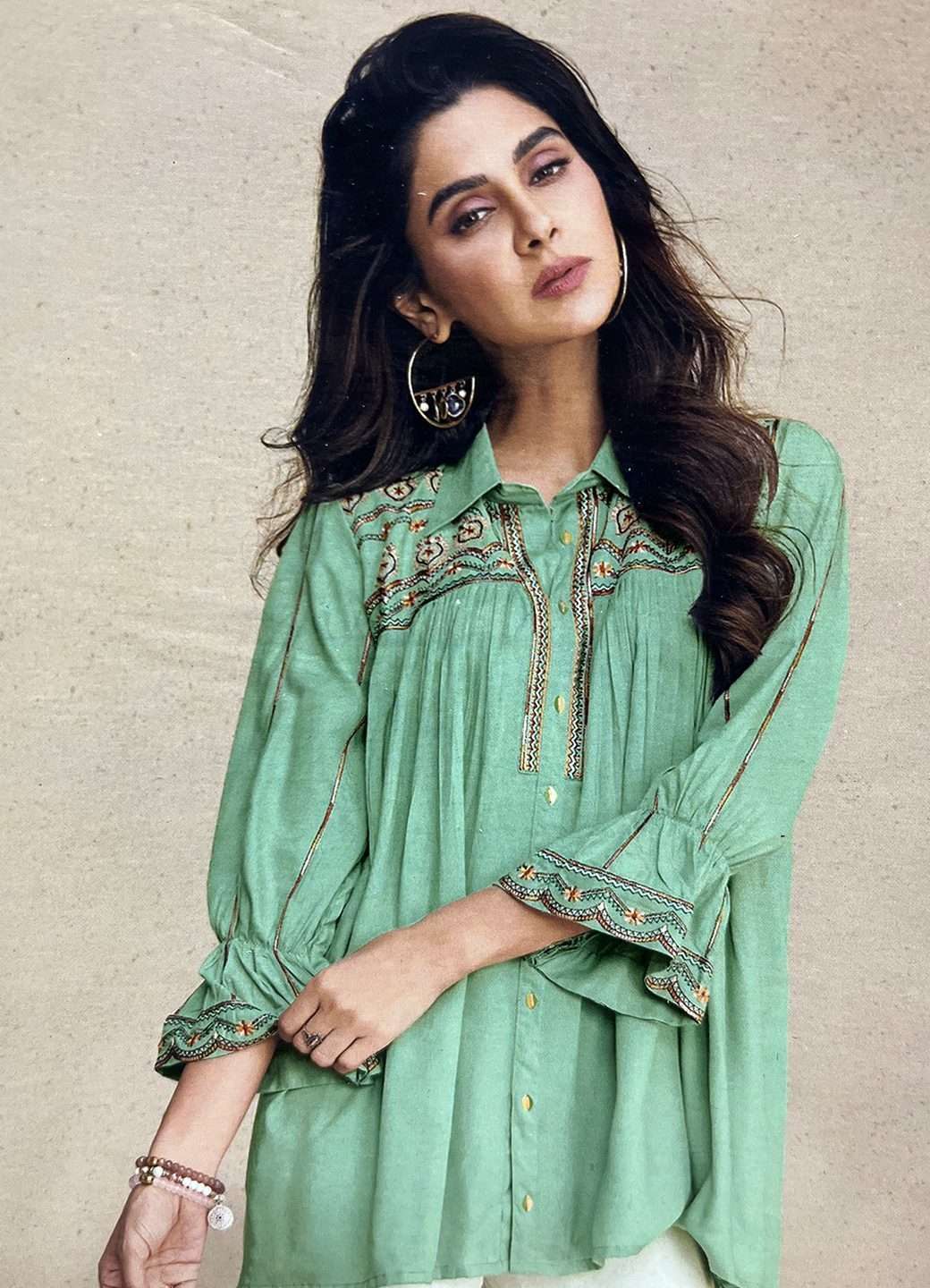 Rajasthani Short Kurti Green 406