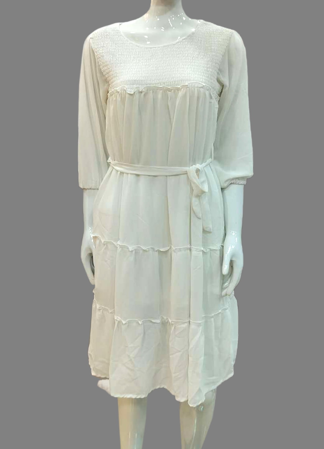 3/4 Sleeve Dress White