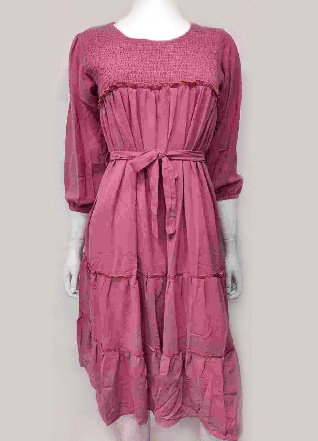 Knocked Sleeve Dress 3/4