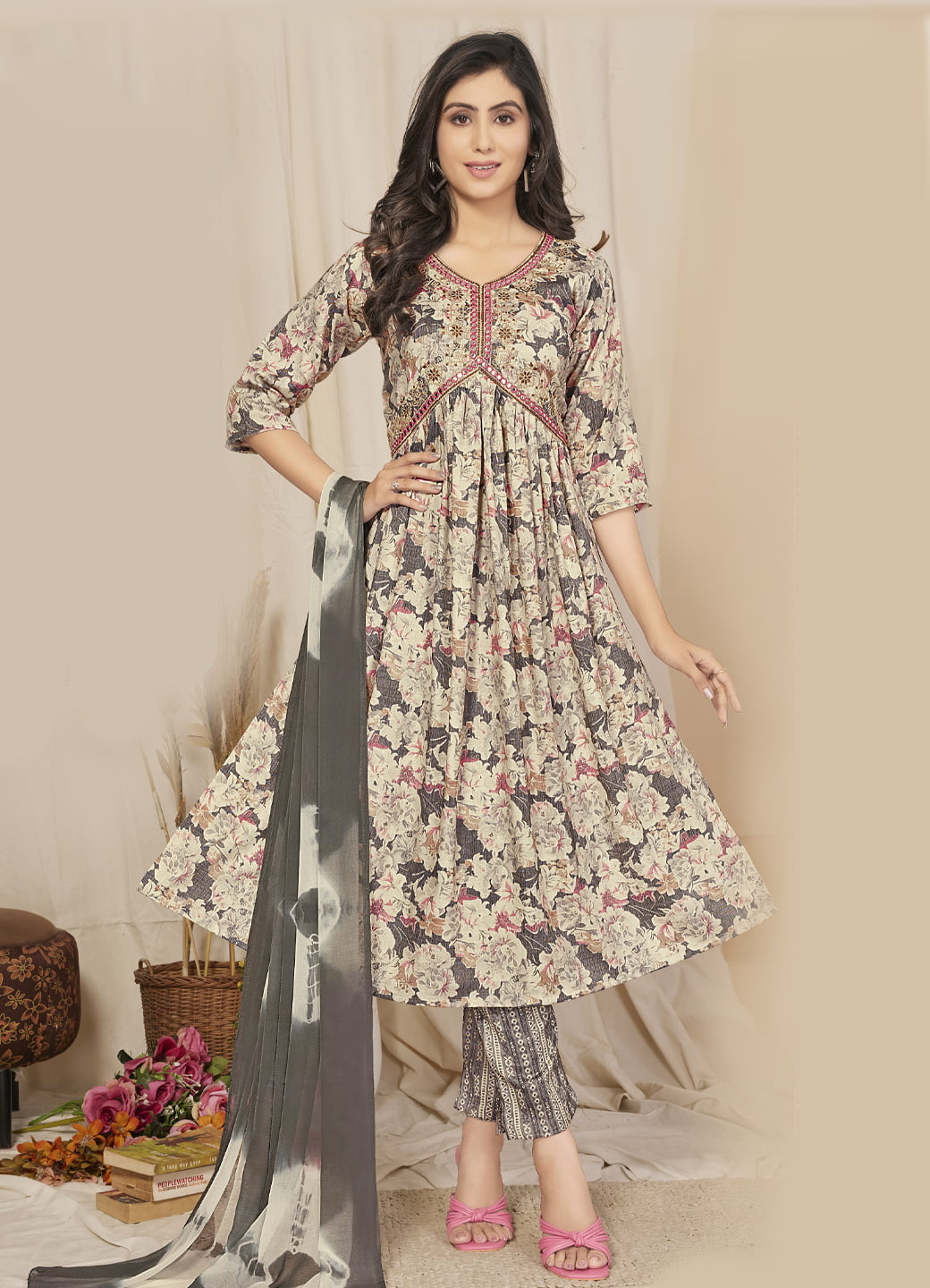 ALIA KurtiPant Set Grey