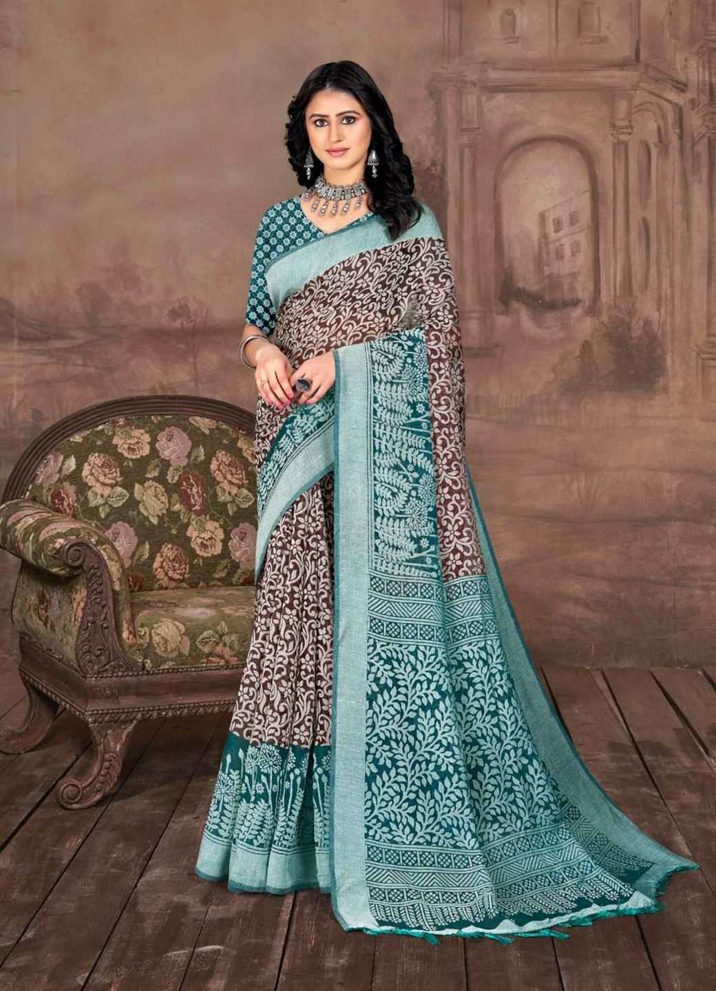women saree green